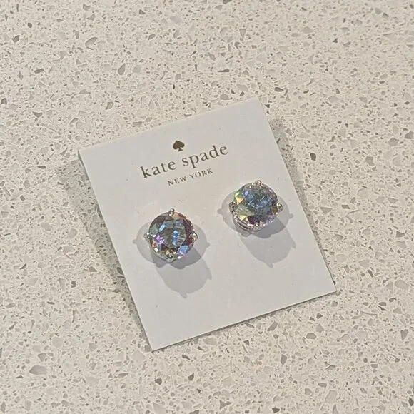 NWT! Kate Spade Large Gumdrop Stud Earrings AB/Silver - Picture 4 of 7